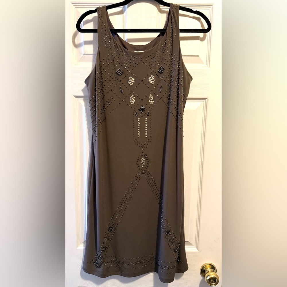 Suzi Chin Beaded Sleeveless Midi Dress